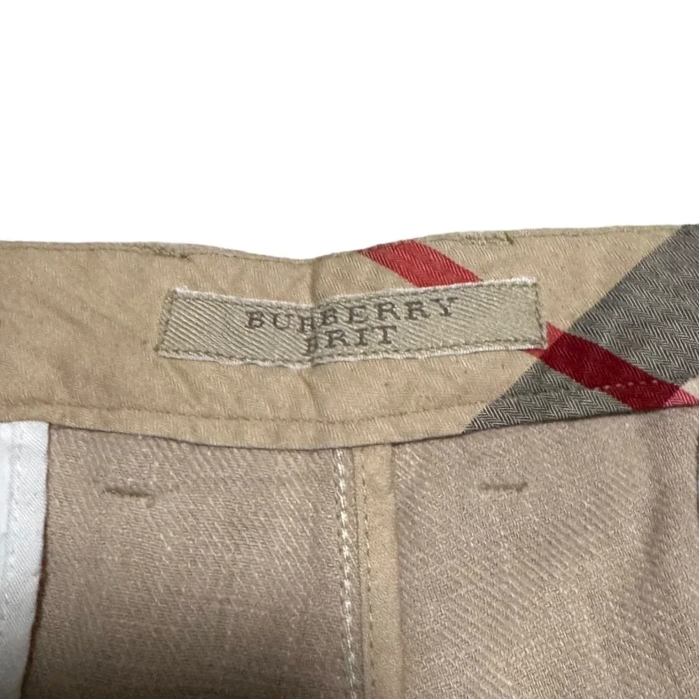 Burberry Brit Tan Straight Pleated Cotton Blend Pants Men's 38 FLAWS (38x31.25)‎